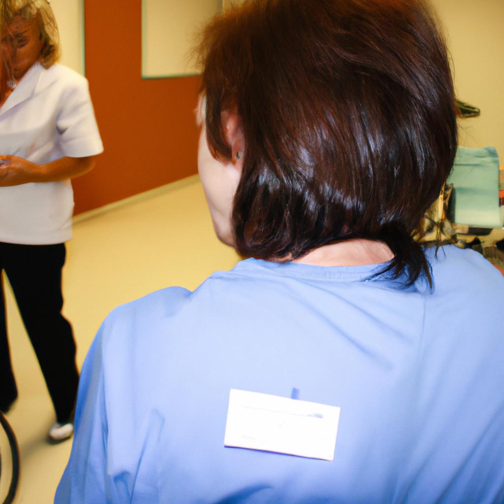 Person conducting nursing assessment techniques