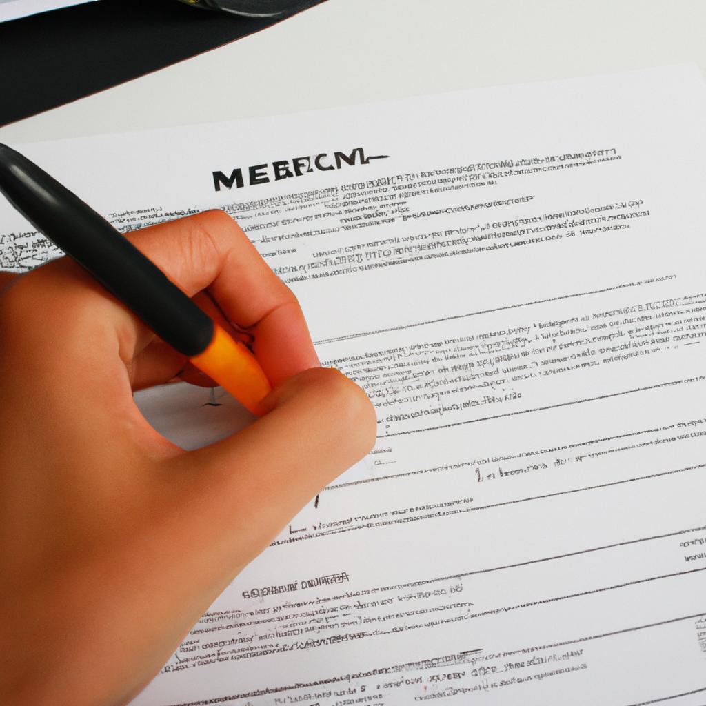 Person signing medical consent form