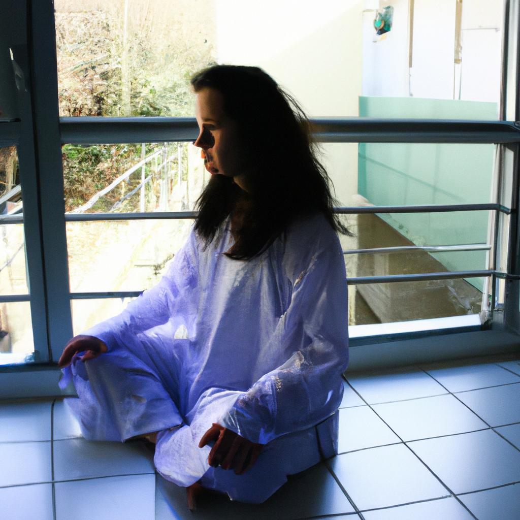 Person meditating in healthcare setting